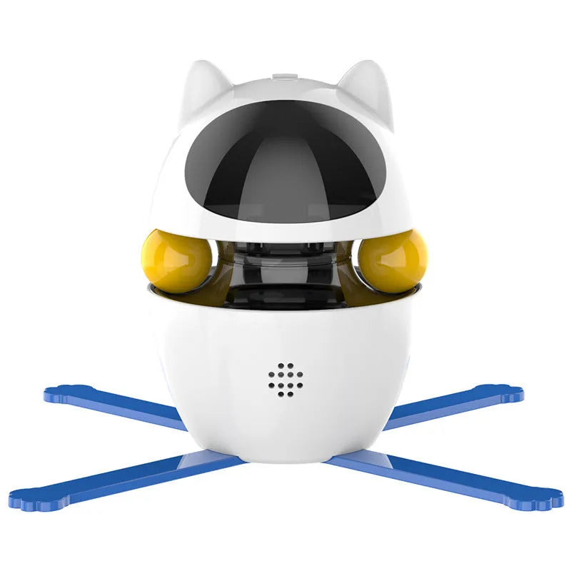 Automatic rotating electronic cat toy with feather teaser on an elastic rope, suitable for indoor cats