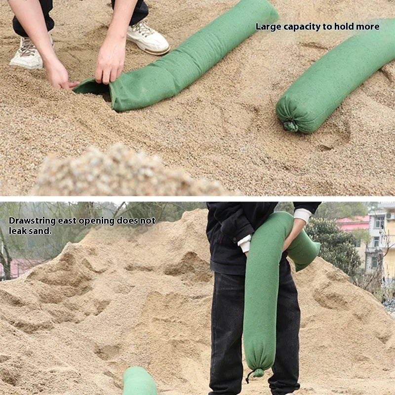 Canvas flood control sandbag strip in multiple sizes for emergency water barrier and fire prevention