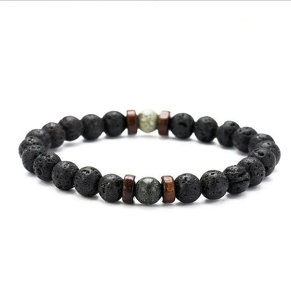 Premium men's black volcanic stone bracelet with unique, durable design and adjustable fit