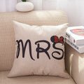 Valentine linen pillowcase cartoon style 45x45cm in MR colour option on sofa