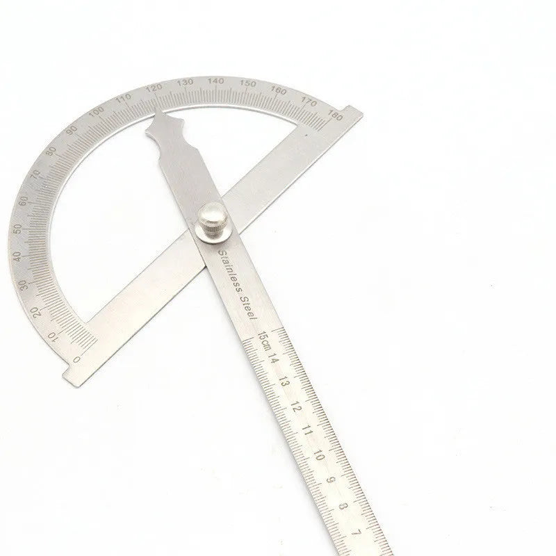 Adjustable plastic protractor ruler showing 180 degree measurement scale