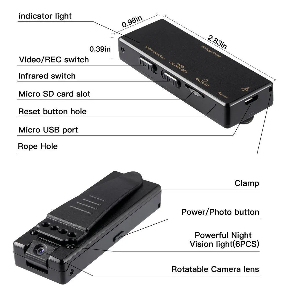 Black 1080p HD DV home camera with night vision, shown with one-button controls and a rotatable lens.