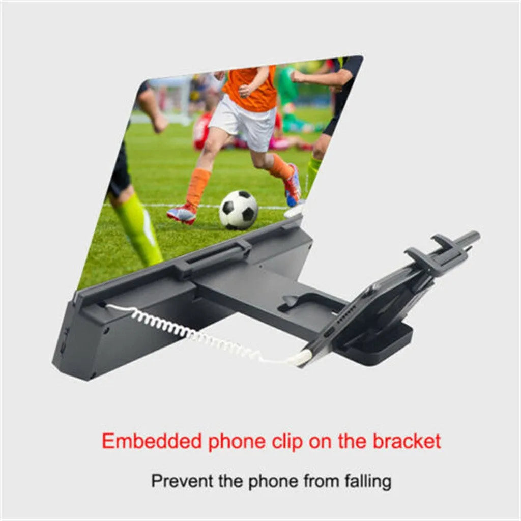 12-inch mobile phone screen amplifier with flexible gooseneck stand and integrated speaker