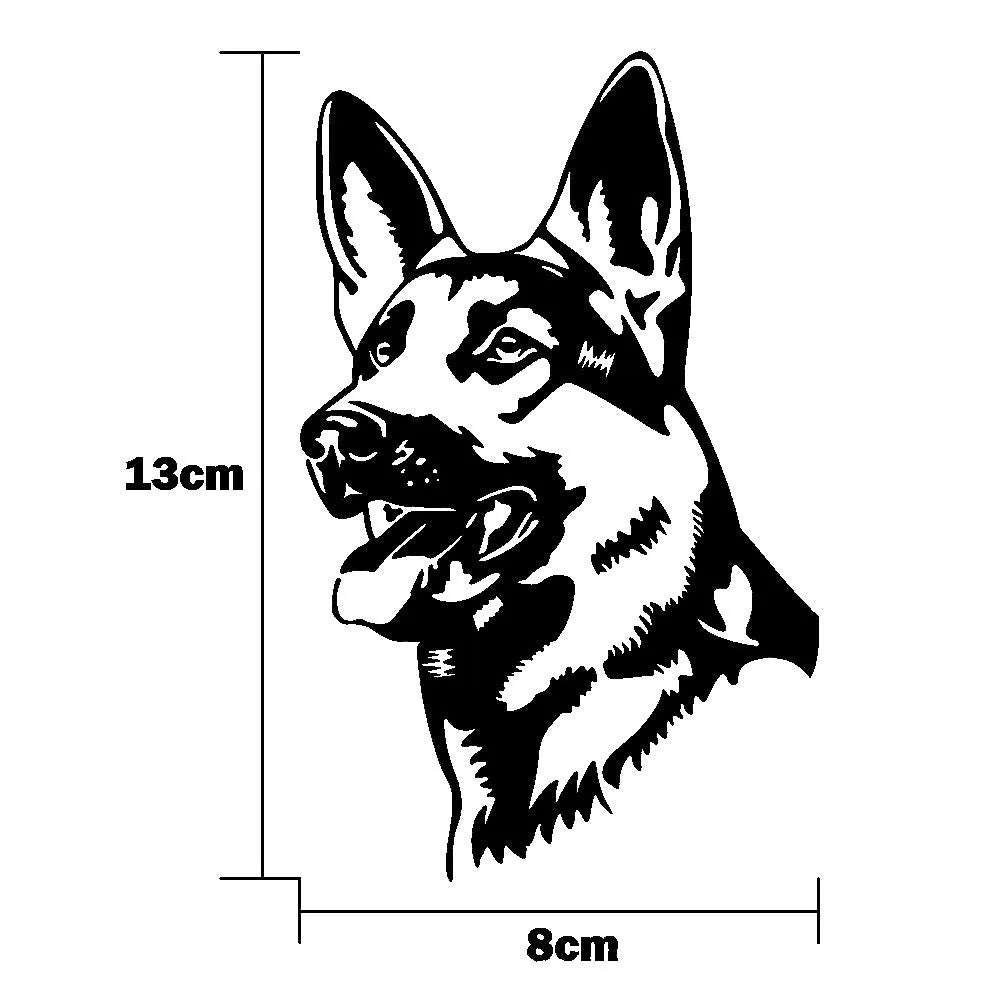 Reflective Alsace Shepherd German Shepherd dog design car sticker measuring 13 by 8 centimetres