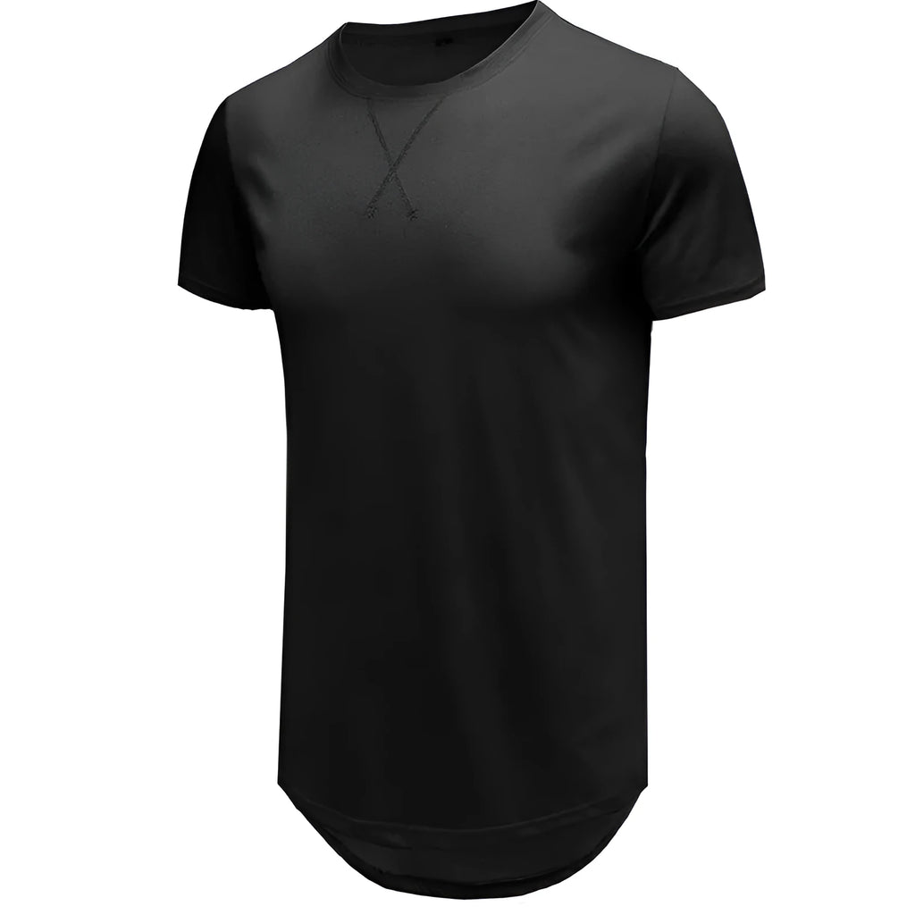 Men's slim fit cotton short-sleeved t-shirt in multiple colours on a white background.