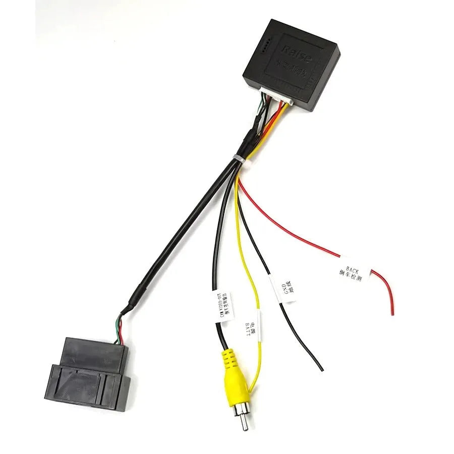 Black car camera conversion box with pure copper construction for Volkswagen Skoda MIB platform