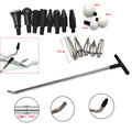 Silver spring steel car dent repair hook tool with 16 replaceable heads for no-paint dent removal