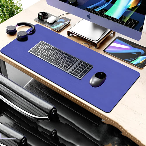 15W fast charging mouse pad with wireless charging desk mat in solid colour, 388x818mm PU leather surface