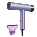 Green foldable hair dryer with collapsed handle for compact storage