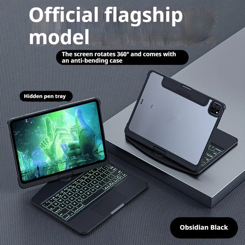 Transparent rotating keyboard protective case for Apple iPad Air 5 tablet in multiple colour options