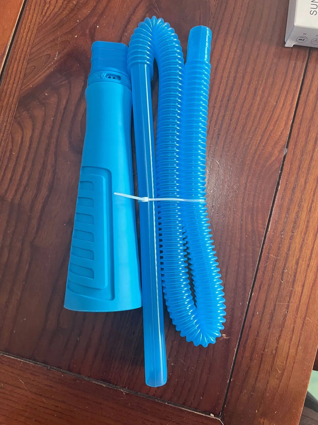 Blue plastic suction pipe washing machine cleaner tool with 114cm length and round head for drum filter maintenance