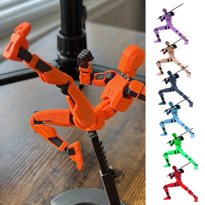 Posable 3D printed action figure mannequin toy with multi-jointed design for customizable poses and actions