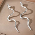 Fashion Curve Wave women's stainless steel S-shaped snake earrings, two colour options C8653 and C8654