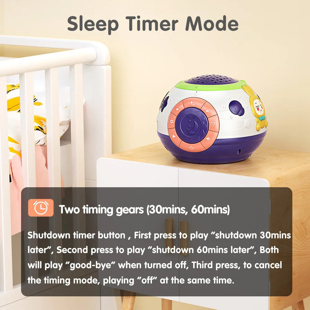 White plastic starry sky night light projector for children with sound machine functions