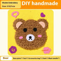 Children's cartoon animal wool embroidery painting DIY set with cloth base, 15x5cm, featuring bear and bunny designs