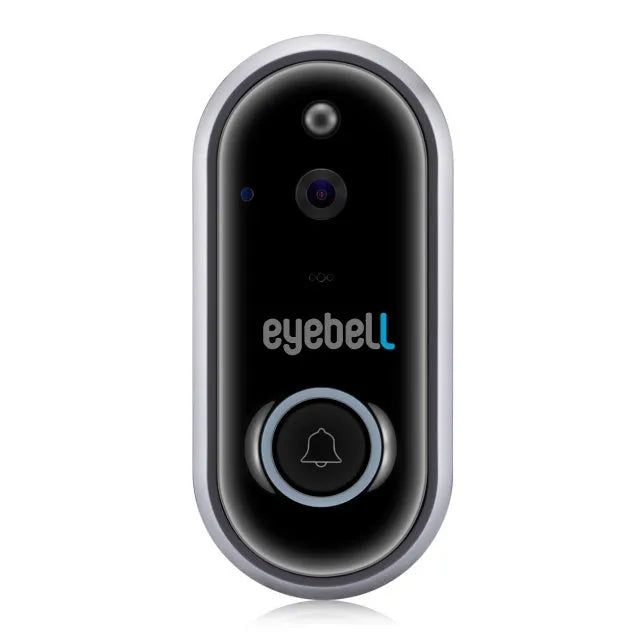 Silver wireless WiFi video doorbell with 1080P HD camera and infrared night vision for remote home monitoring