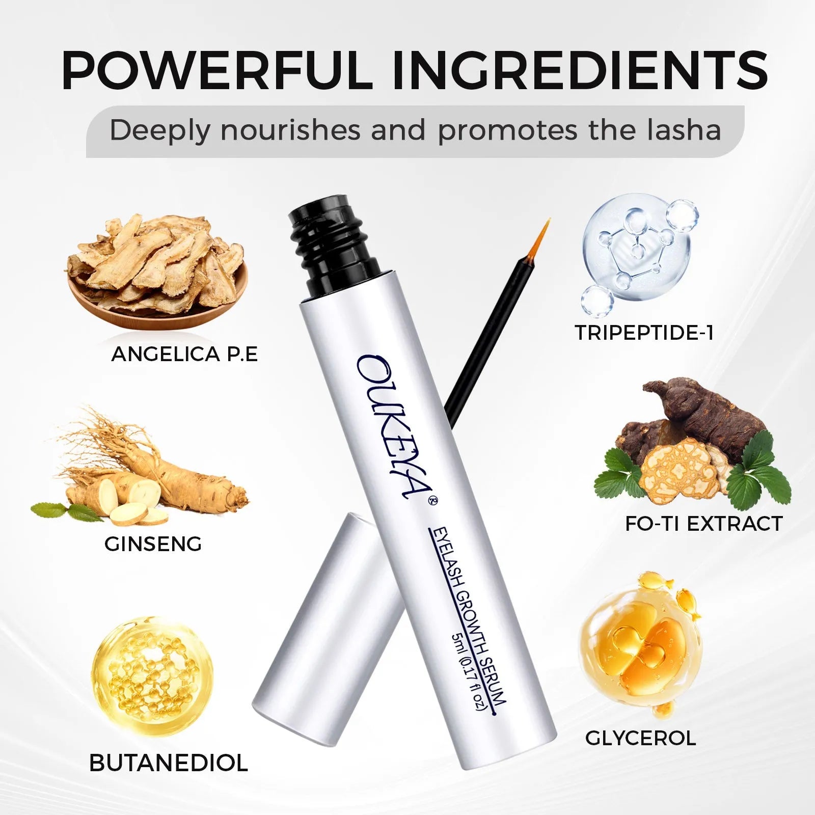 Silver 5ML bottle of eyelash growth essence nutrient solution for lash care and gentle repair