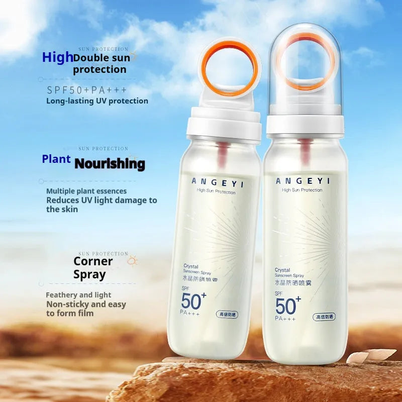Crystal sunscreen spray SPF50 bottle with 90ml content for military training UV protection