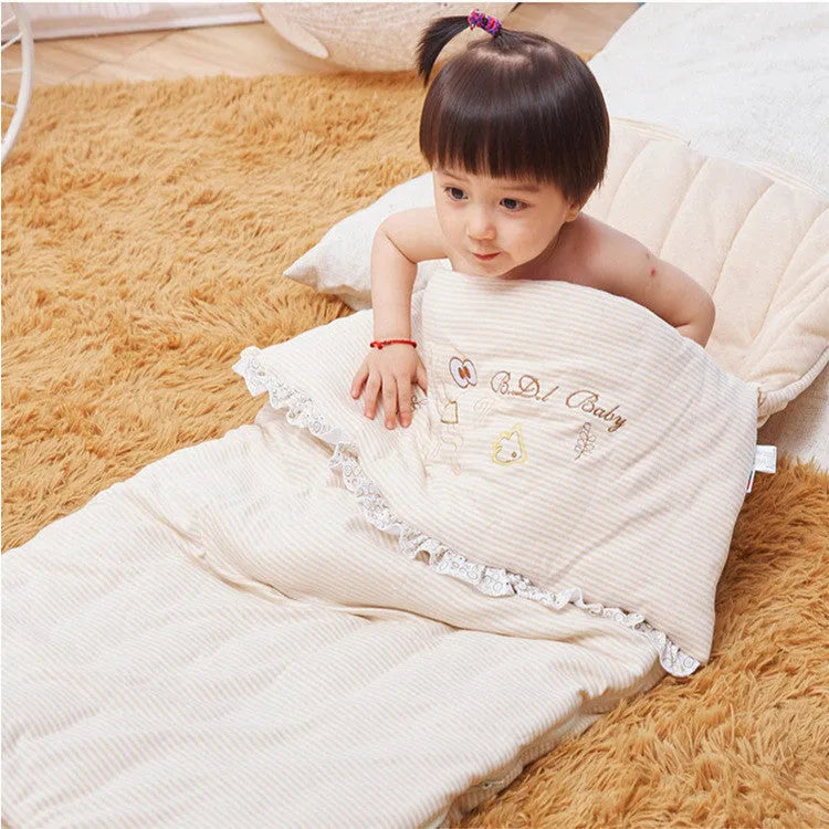 Envelope baby sleeping bag in colour cotton with pure cotton lining, 115 cm length, for infant and toddler sleep
