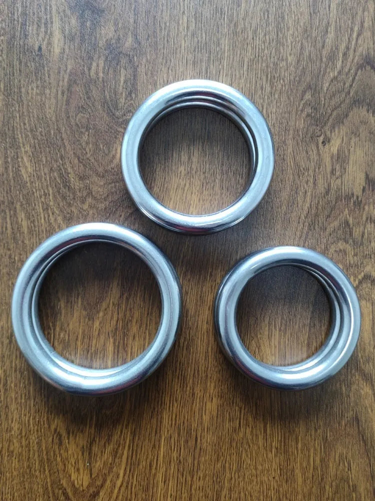 Black carbon steel Wing Chun training ring showing inner diameter measurement