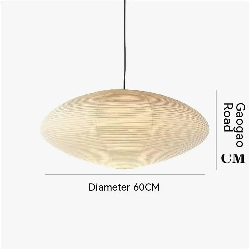 Modern simplicity style paper pendant chandelier lamp with a flat round shade.