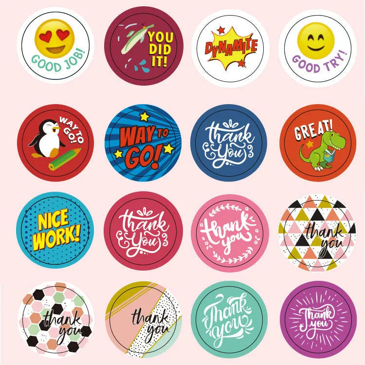Roll of Halloween pumpkin pattern stickers, 500 pieces, PVC, 1 inch / 2.5 cm, candy colours