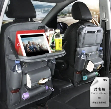 Stylish car storage organizer with multiple pockets, built-in trash can, and available in various colors to match your vehicle interior