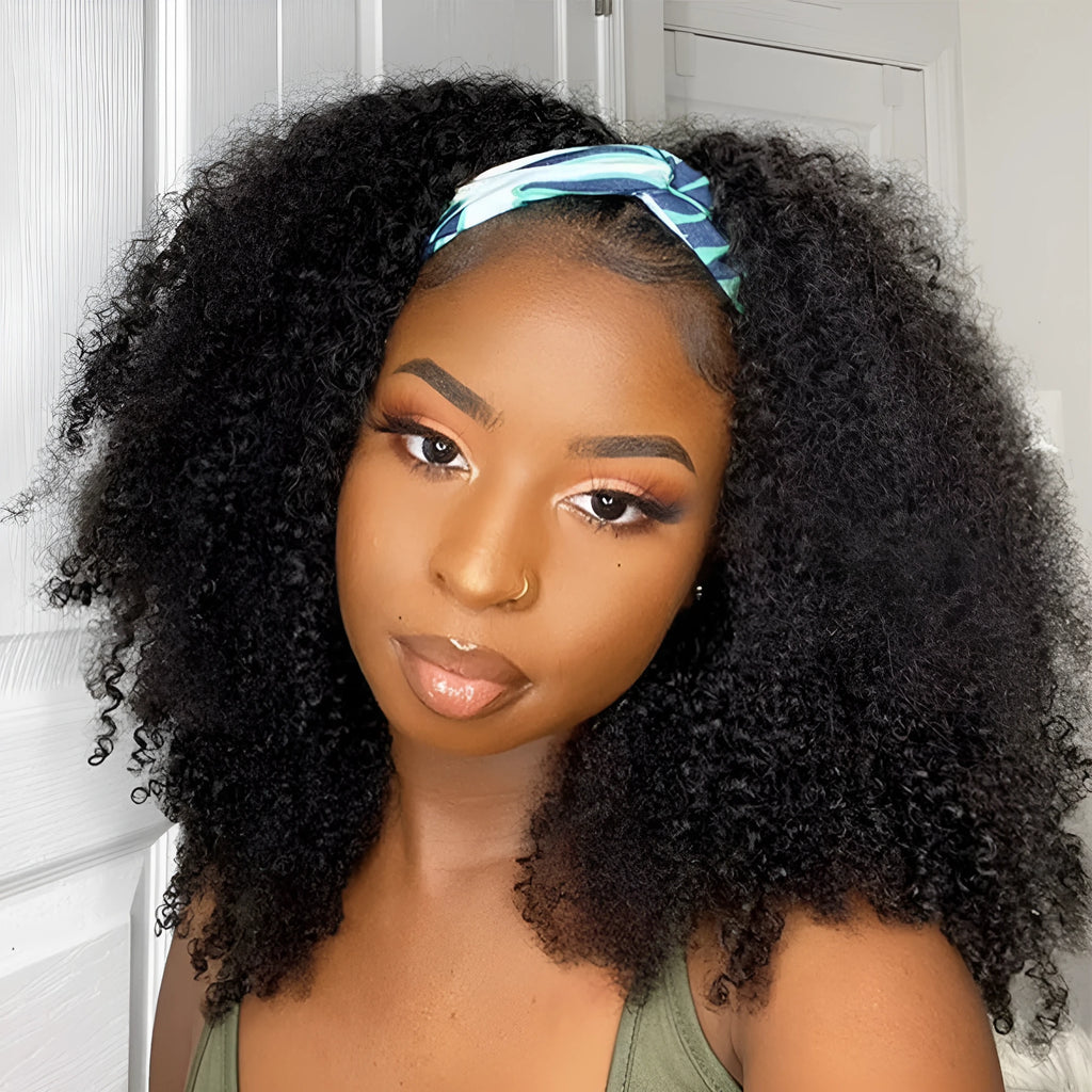 200 curly human hair headband wig 16 inch length natural skin colour heat dyeable
