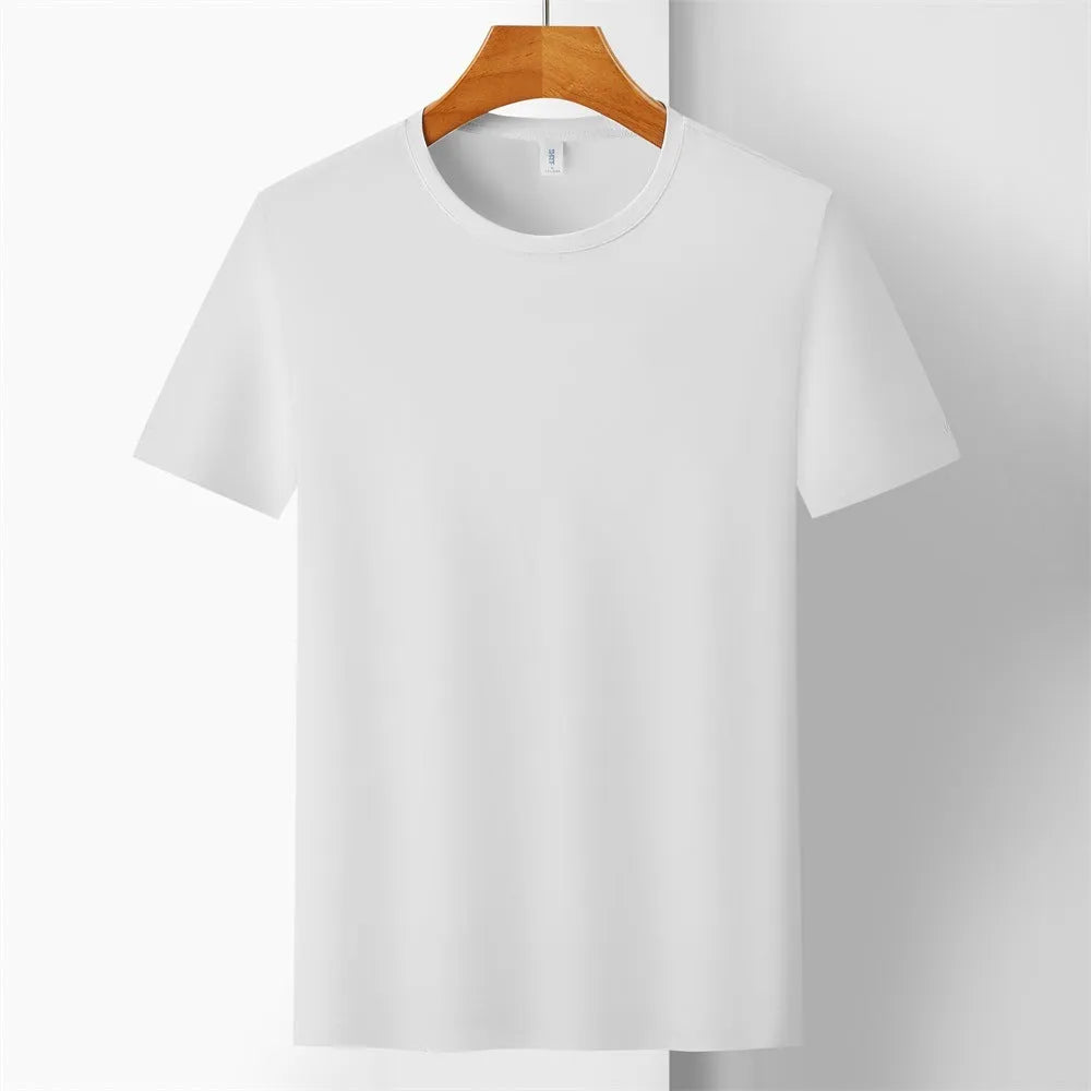 Ice silk quick-drying T-shirt in slim fit with short sleeves in solid colour options