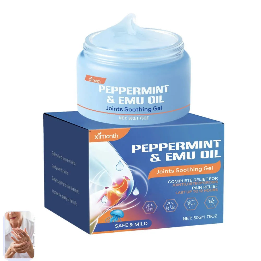 50g tube of joint soothing gel with menthol, mint leaf and emu oil for muscle and joint relief