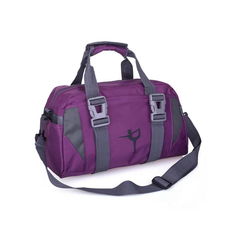Nylon yoga gym bag in choice of medium or large size and multiple colours including black, blue, pink and purple