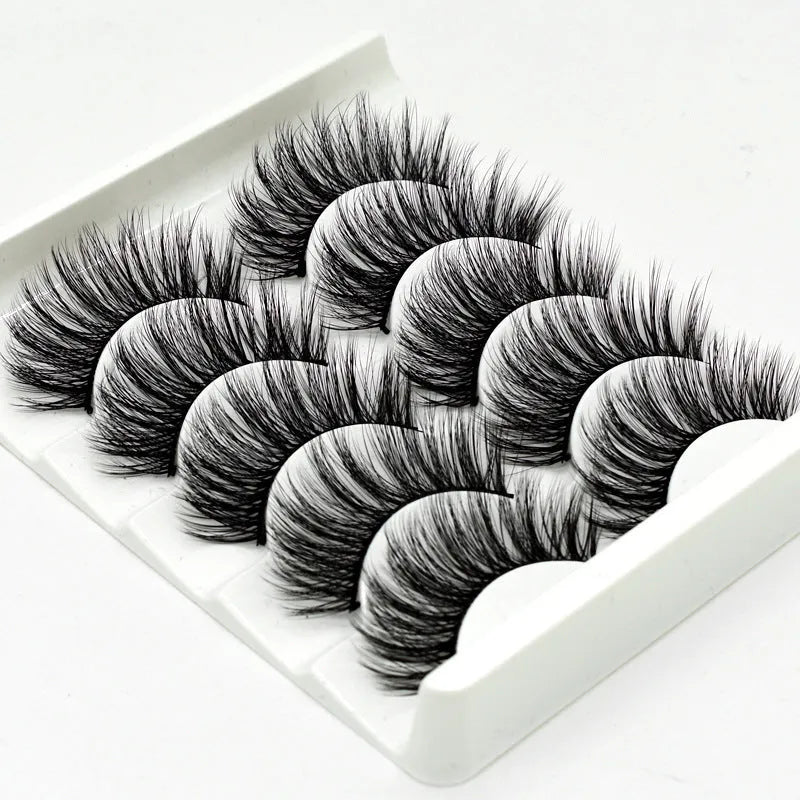 Handmade chemical fibre false eyelashes in thick style with plastic cotton stalk mixed 3D specifications