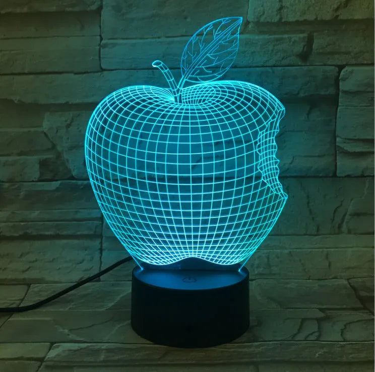 3D fruit colourful night light with acrylic shade and touch control for seven colour changing LED illumination