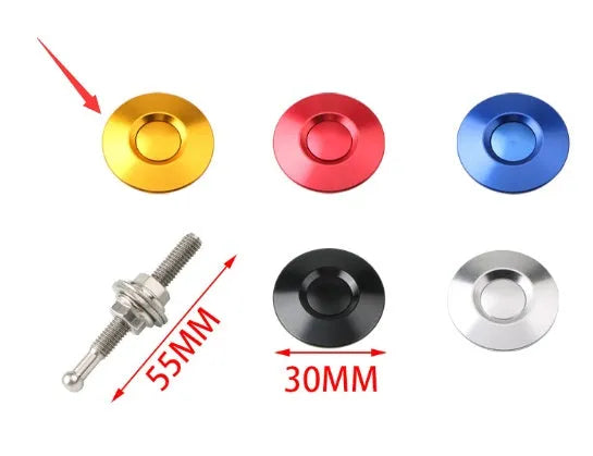30mm diameter aluminium alloy engine cover lock in silver, black, gold, blue, and red colour options with a 55mm screw.