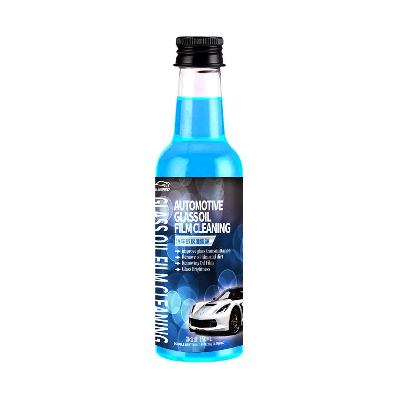 Car Glass Oil Film Remover Cleaner in 150ml spray bottle with yellow and blue packaging options