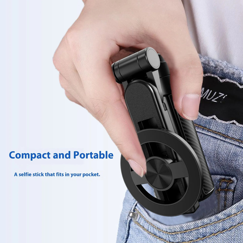Black 44 cm MagSafe telescopic phone bracket with 15 m Bluetooth remote control and accessories