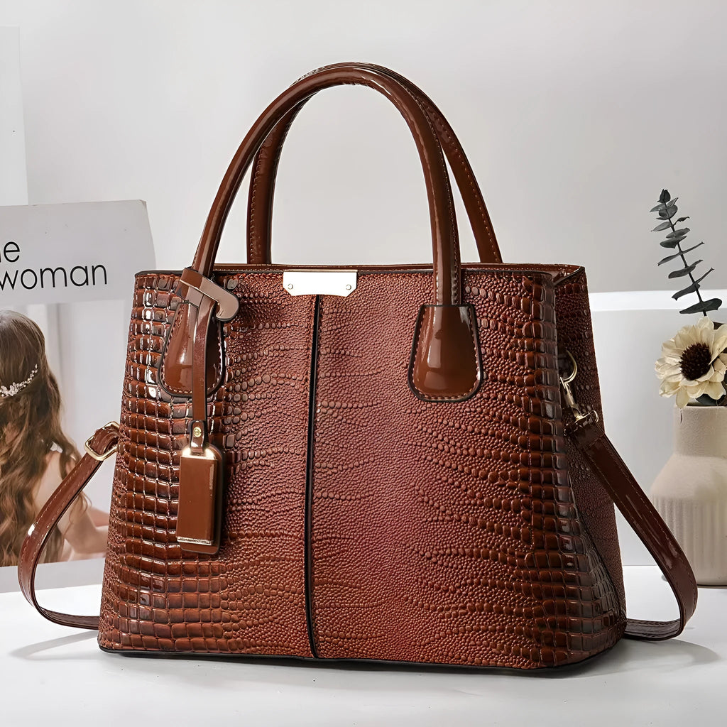 Women's large-capacity PU leather handbag in minimalist horizontal square design, lightweight 540g, available in multiple colours