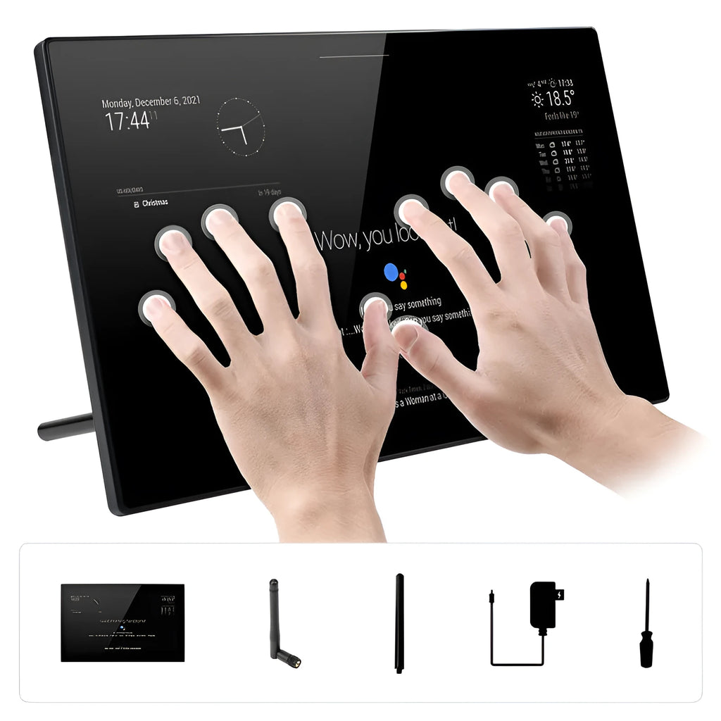 13.3 inch integrated voice assistant display with touchscreen and Raspberry Pi CM4 control in ABS housing