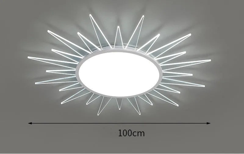 Round modern aluminium ceiling lamp with remote control for dimmable LED lighting.