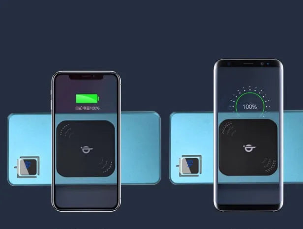 Black portable power bank with LCD display showing charge level