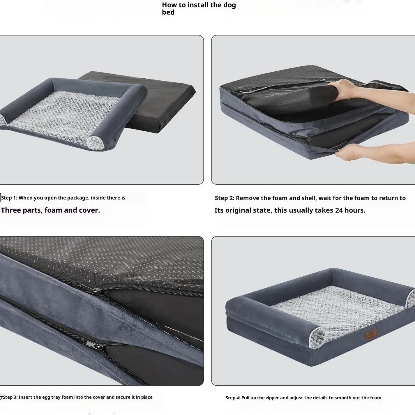 Rectangular cloth dog sleeping mat in gray colour on a floor, with soft padding for indoor use