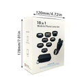 Black ten-in-one smartphone camera lens kit with aluminium-magnesium alloy body on a table.