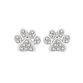 Full diamond 925 sterling silver cat's paw stud earrings in silver colour with zircon stones