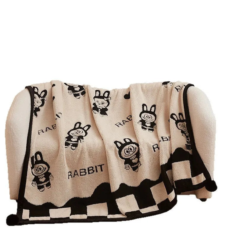 Black and white panda velvet multifunctional blanket in six sizes from 100x150cm to 230x250cm