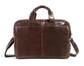 Brown leather business briefcase with 18-inch size and polyester cotton lining