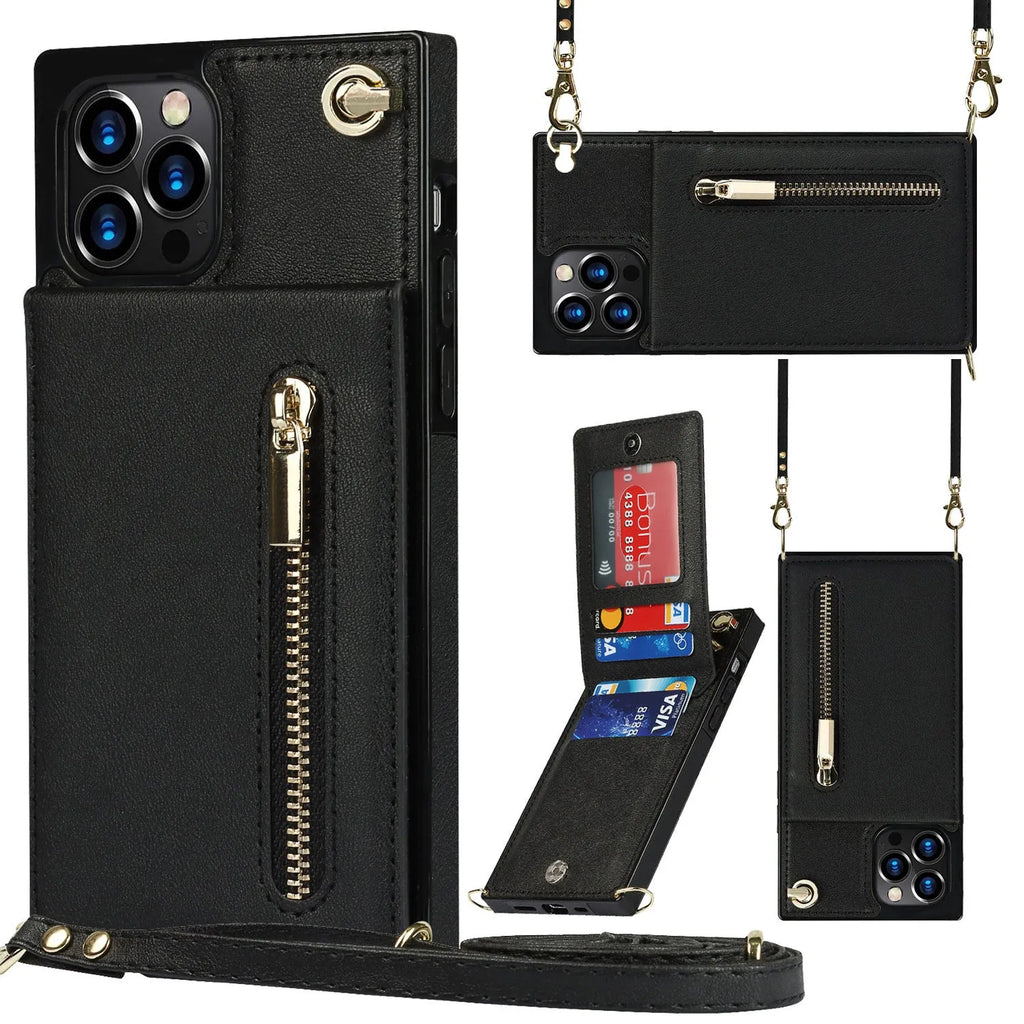 A solid-colour leather and TPU mobile phone case for an iPhone or Samsung Galaxy smartphone.