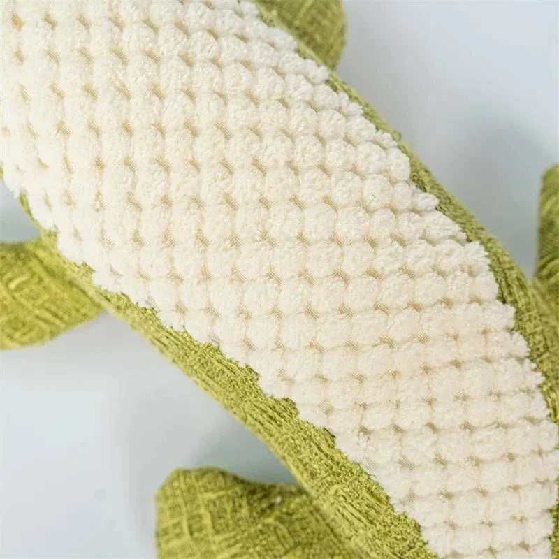 Blue pet plush chew toy with corn grid pattern and squeaker for cats and dogs