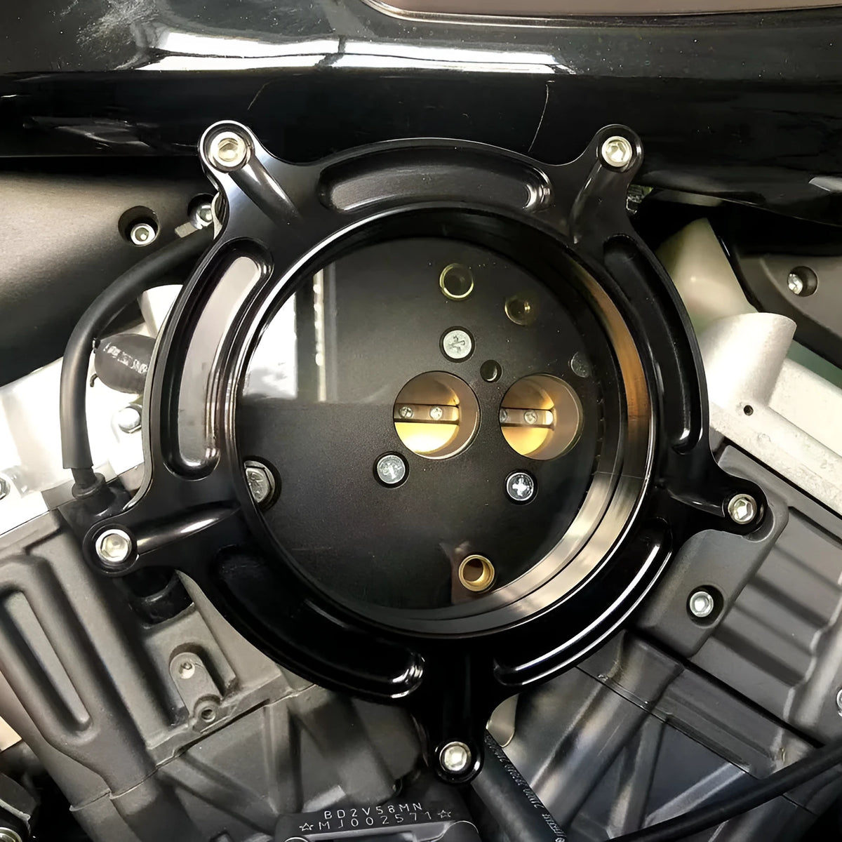 Aluminium air filter housing for car retrofit in various colour options including blue, red, and black.