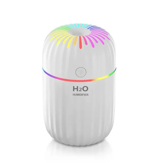 A5 model USB mini humidifier in white, pink, or green with 300ml tank and 75mm compact design