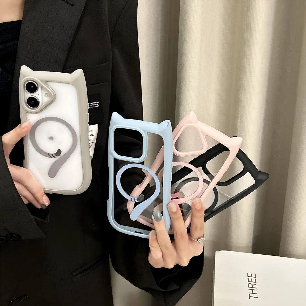 Acrylic TPU transparent phone case with magnetic suction for iPhone, RW colour options, shockproof design